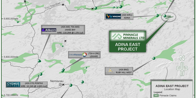Pinnacle Minerals to Acquire 75% Interest in James Bay Lithium Project